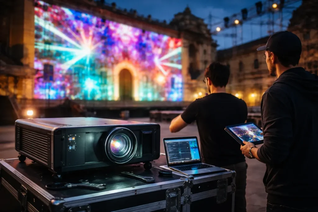 Venta y asesoría experta sobre qué proyector necesito para mapping en proyectos de fachadas arquitectónicas, eventos corporativos y experiencias inmersivas.